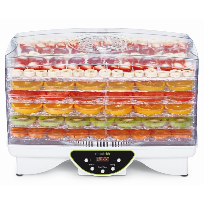 GRADE A1 - electriQ Maxi Digital Food Dehydrator with 6 Collapsible Shelves and 48 Hour Timer