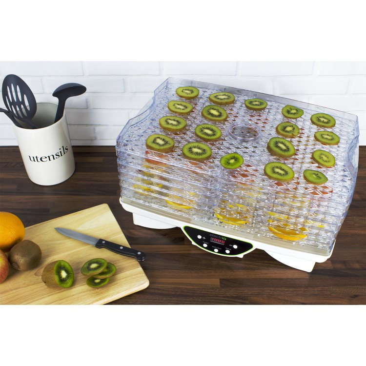 GRADE A2 - electriQ Maxi Digital Food Dehydrator with 6 Collapsible Shelves and 48 Hour Timer