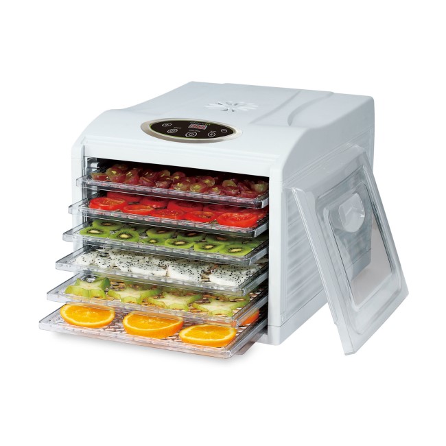 GRADE A1 - electriQ Pro Food Dehydrator - With 6 Shelves and 48 Hour Timer - Dehydrate Fruit Meat Vegetables With Recipes