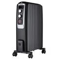 electriQ 2000W Oil Filled Radiator with Thermostat and 24 hr Timer - Black