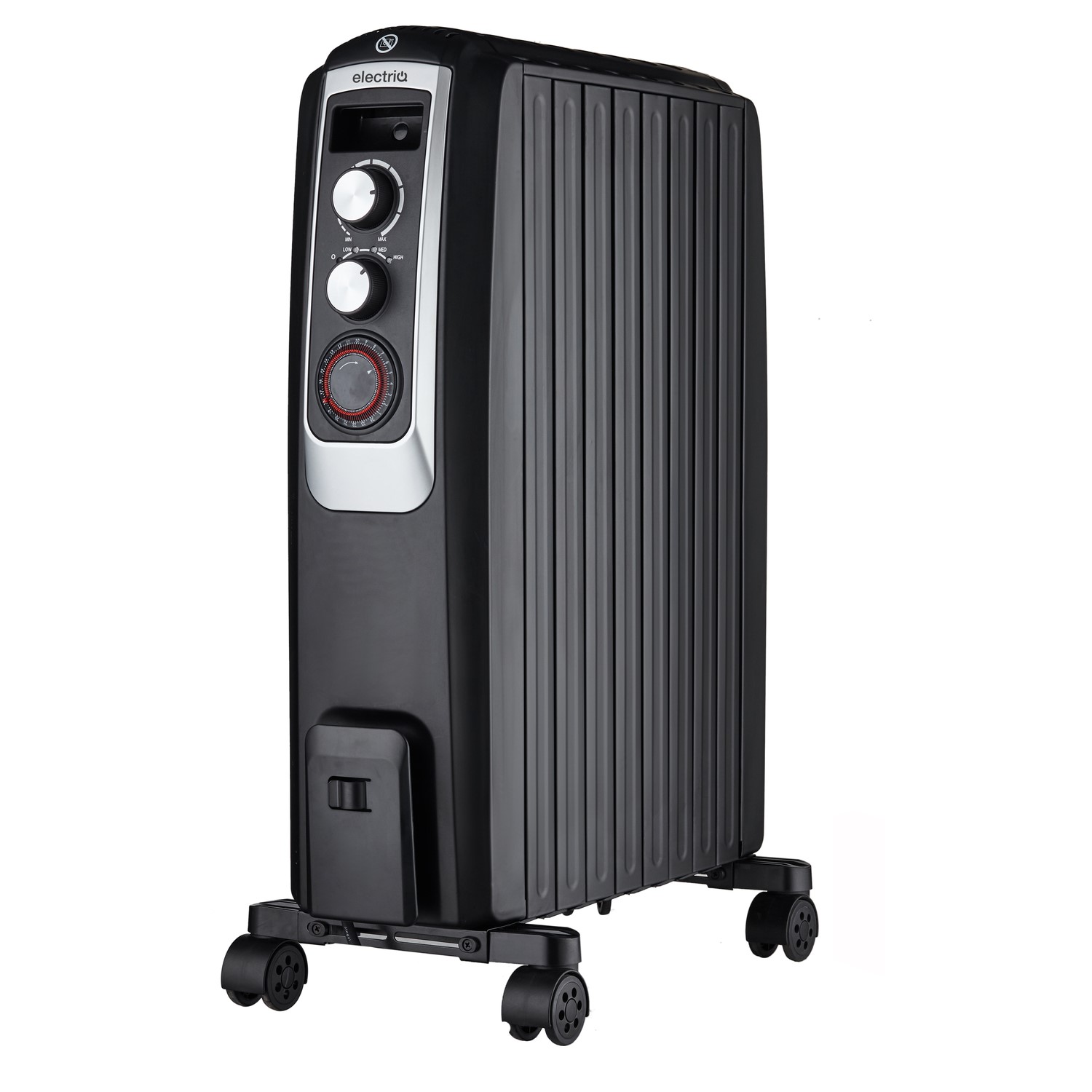 electriQ 2000W Oil-Filled Radiator with Timer - Black