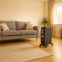 electriQ 2000W Oil Filled Radiator with Thermostat and 24 hr Timer - Black