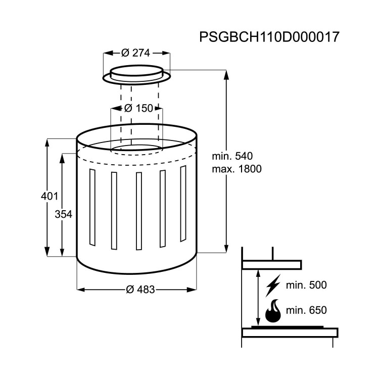GRADE A3 - Heavy cosmetic damage - Electrolux EFA50700W Stylish Suspended 50cm Island Cooker Hood White