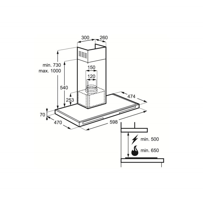 Electrolux EFB60550DX Low Profile Stainless Steel 60cm Chimney Cooker