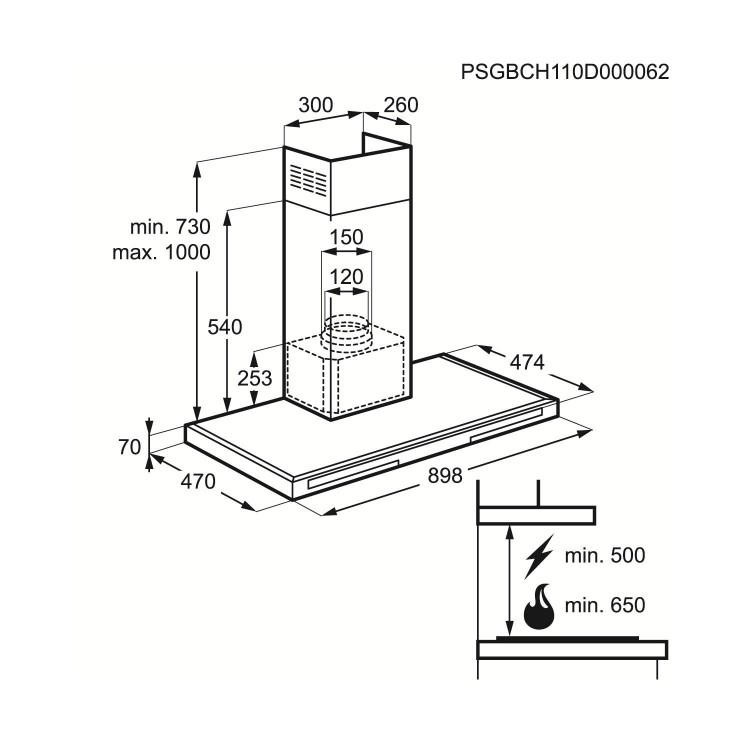 Electrolux EFB90566DX Box Design 90cm Chimney Cooker Hood Stainless Steel