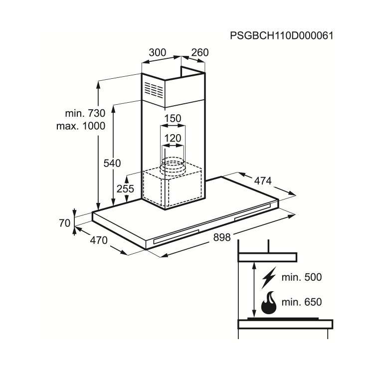 Electrolux EFB90570DX 90cm Touch Control Chimney Cooker Hood Stainless steel