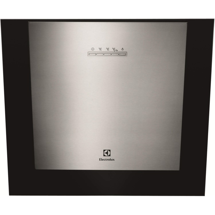 Electrolux EFF55550DK 55cm Wide Angled Glass Chimney Cooker Hood Black And Stainless Steel