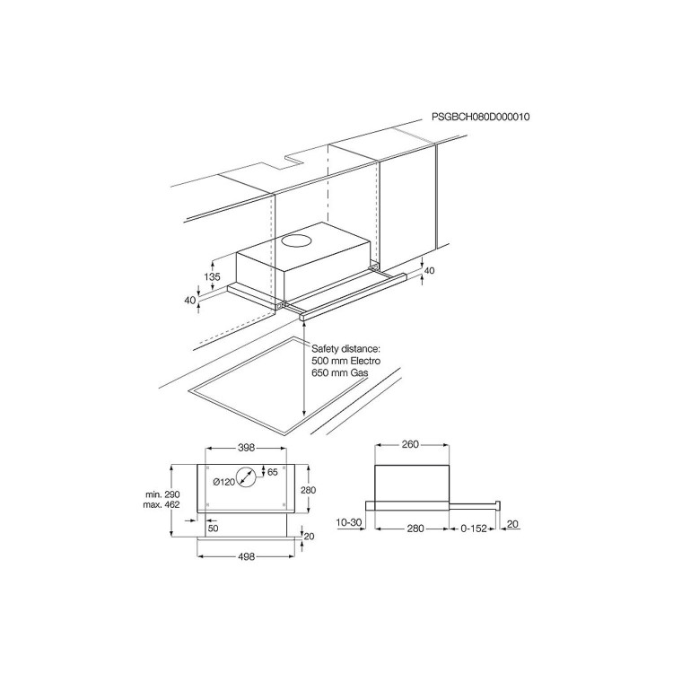 Electrolux EFP6500X 60cm Telescopic Canopy Cooker Hood Stainless Steel