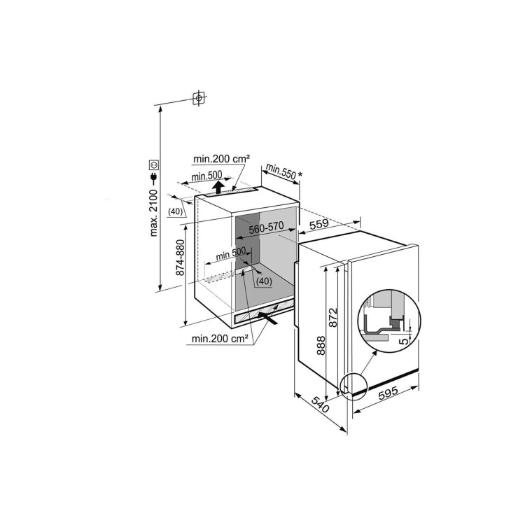 liebherr EG1614 Comfort NoFrost 88cm In-column Integrated Freezer