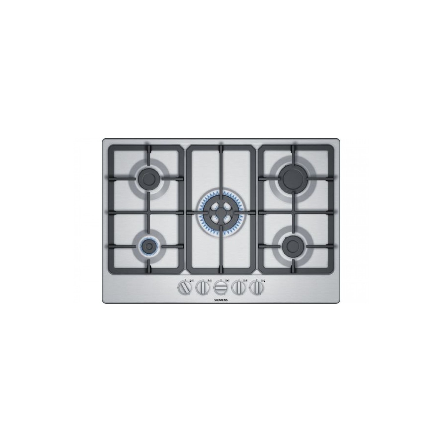 Refurbished Siemens iQ300 EG7B5QB90 75cm Gas Hob With Cast Iron Pan Stands Stainless Steel