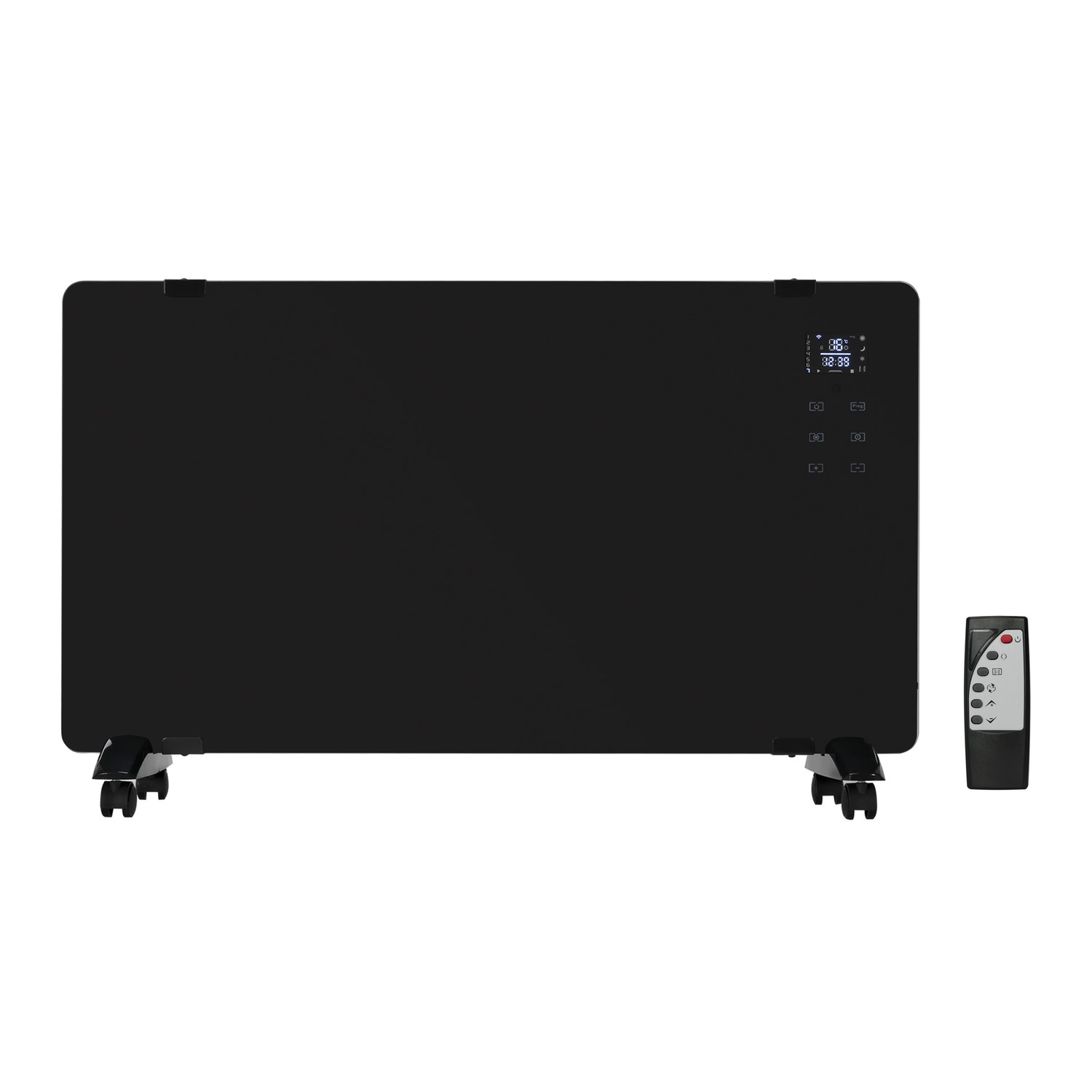 electriQ 2000W Black Designer Glass Heater Wall Mountable Low Energy with Smart WiFi Alexa - Ultra S