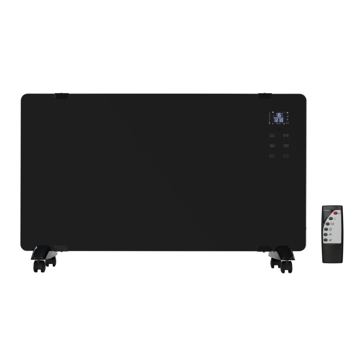 Refurbished electriQ 2000W Black Designer Glass Heater Wall Mountable Low Energy with Smart WiFi Alexa Ultra Slim only 8cm Bathroom Safe IP24