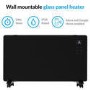 Refurbished electriQ 2000W Black Designer Glass Heater Wall Mountable Low Energy