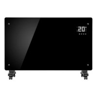 Refurbished electriQ 2500W Smart Designer Glass Panel Convection Heater - Wall Mountable & Bathroom Safe - Black