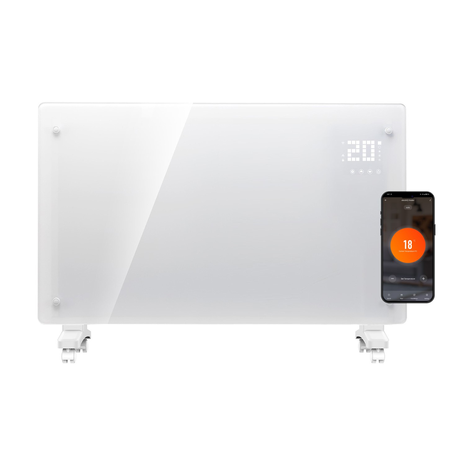 electriQ 2500W Glass Panel Heater - Wall Mountable - White