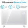 electriQ 2500W Smart Designer Glass Panel Convection Heater - Wall Mountable & Bathroom Safe - White