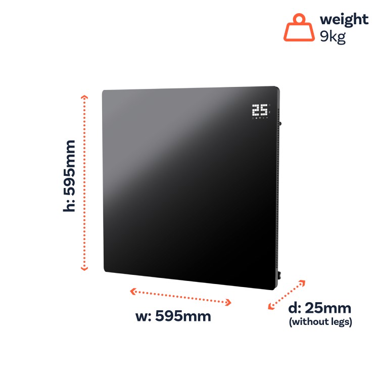 Low Energy 350w Infrared Designer Glass Wall Mounted Heater and Smart WiFi Alexa - IP44 Bathroom Safe