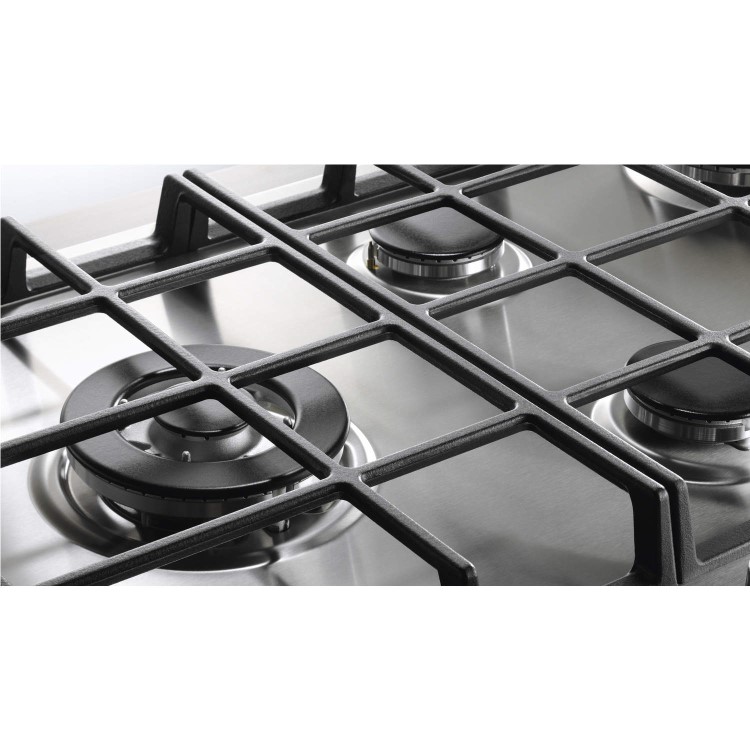 Electrolux EGH7353SOX 75cm Five Burner Gas Hob Stainless Steel With Cast Iron Pan Stands