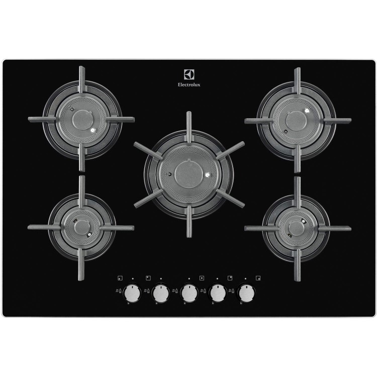 Electrolux EGT7657NOK 5 Burner Gas-on-glass Hob Black