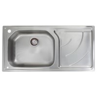 Astracast EH10XXHOMEPKL5 Echo' Single Bowl Left Hand Drainer Brushed Steel Sink with Accessories