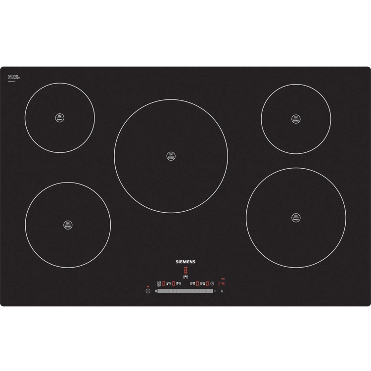 Siemens EH801FM17E 77cm Wide Touch Control Five Zone Induction Hob - Black