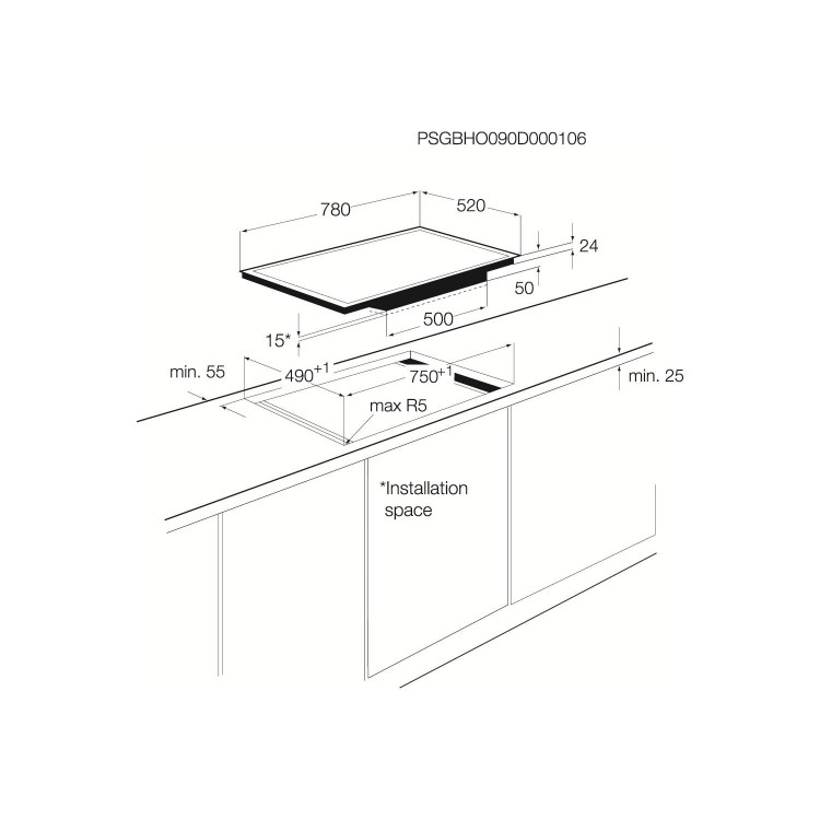 Electrolux EHH8945FOG Four Zone Induction Hob In Black