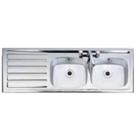 Astracast EI1392DL Jade Double Bowl Left Hand Drainer Satin Steel Sink