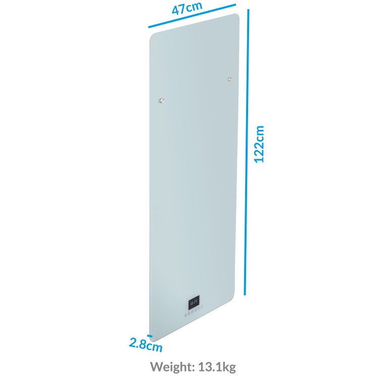 GRADE A2 - Low Energy 850w Infrared Designer Glass Wall Mounted Heater with Towel Rail and Smart WiFi Alexa - IP24 Bathroom Safe