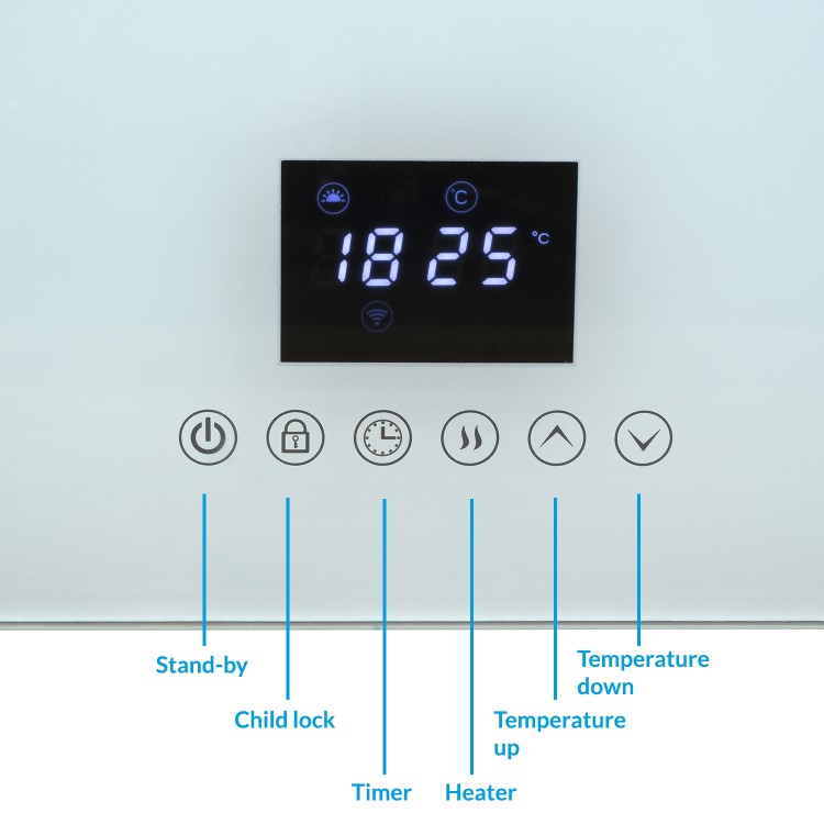 GRADE A2 - Low Energy 850w Infrared Designer Glass Wall Mounted Heater with Towel Rail and Smart WiFi Alexa - IP24 Bathroom Safe
