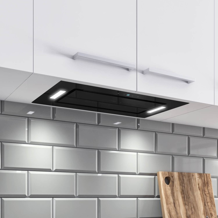 Refurbished electriQ EIQ52CANGBL 52cm Glass Canopy Cooker Hood Black