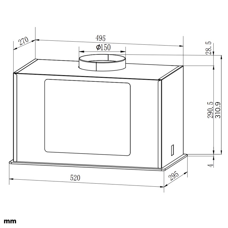 Refurbished electriQ EIQ52CANGBL 52cm Glass Canopy Cooker Hood Black