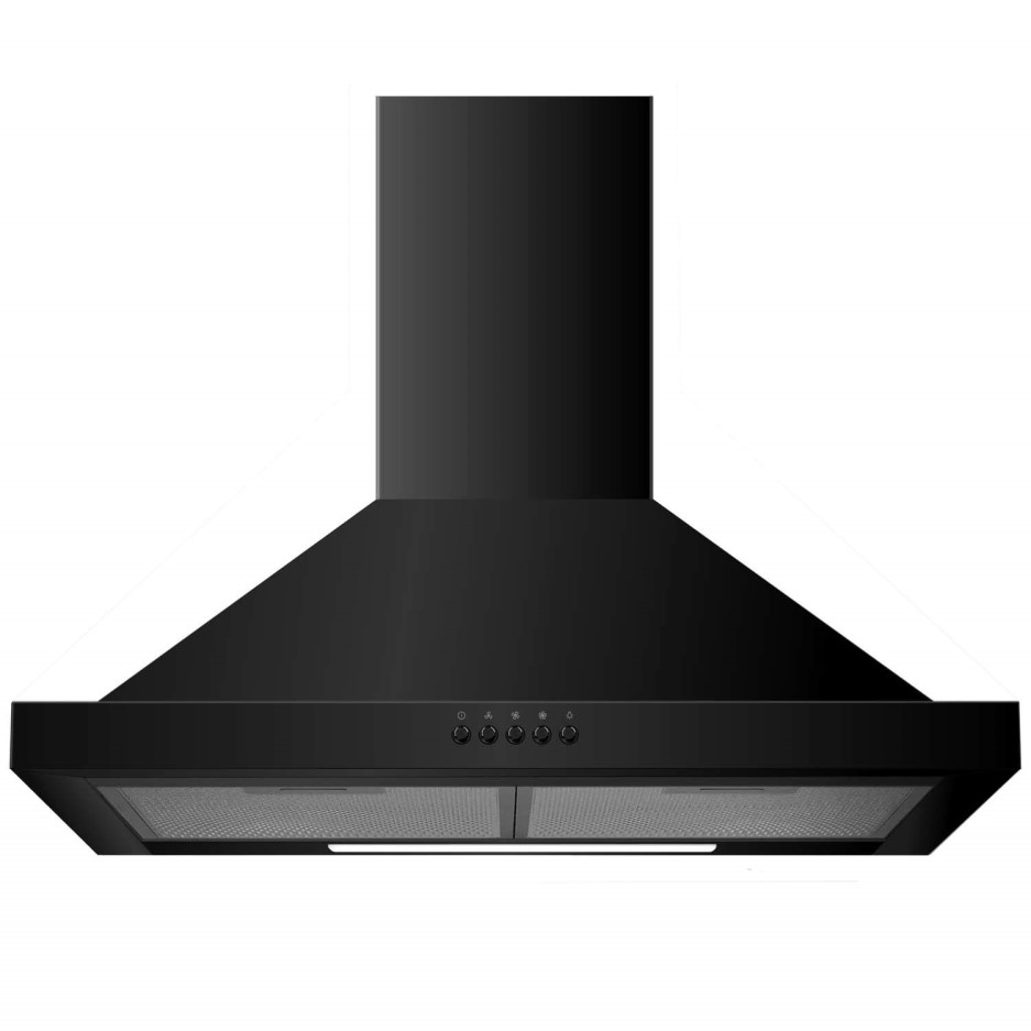 electriQ 60cm Traditional Chimney Cooker Hood in Black Now with 5