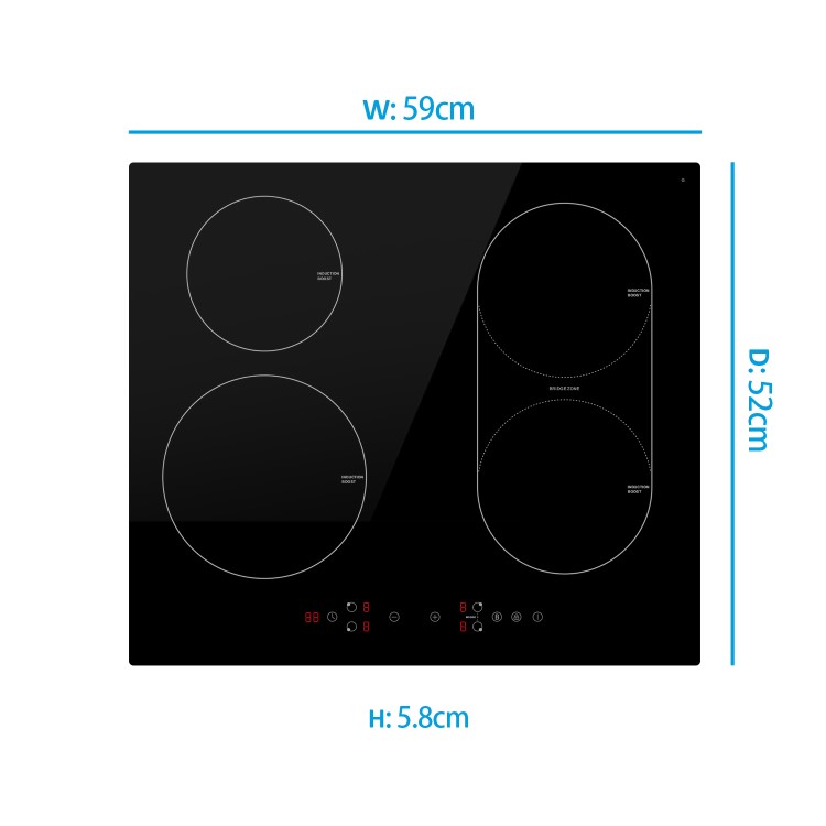 electriQ 60cm 4 Zone Induction Hob with Bridge Zone