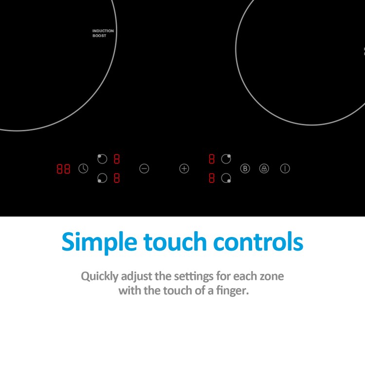 electriQ 60cm 4 Zone 13amp Plug In Induction Hob