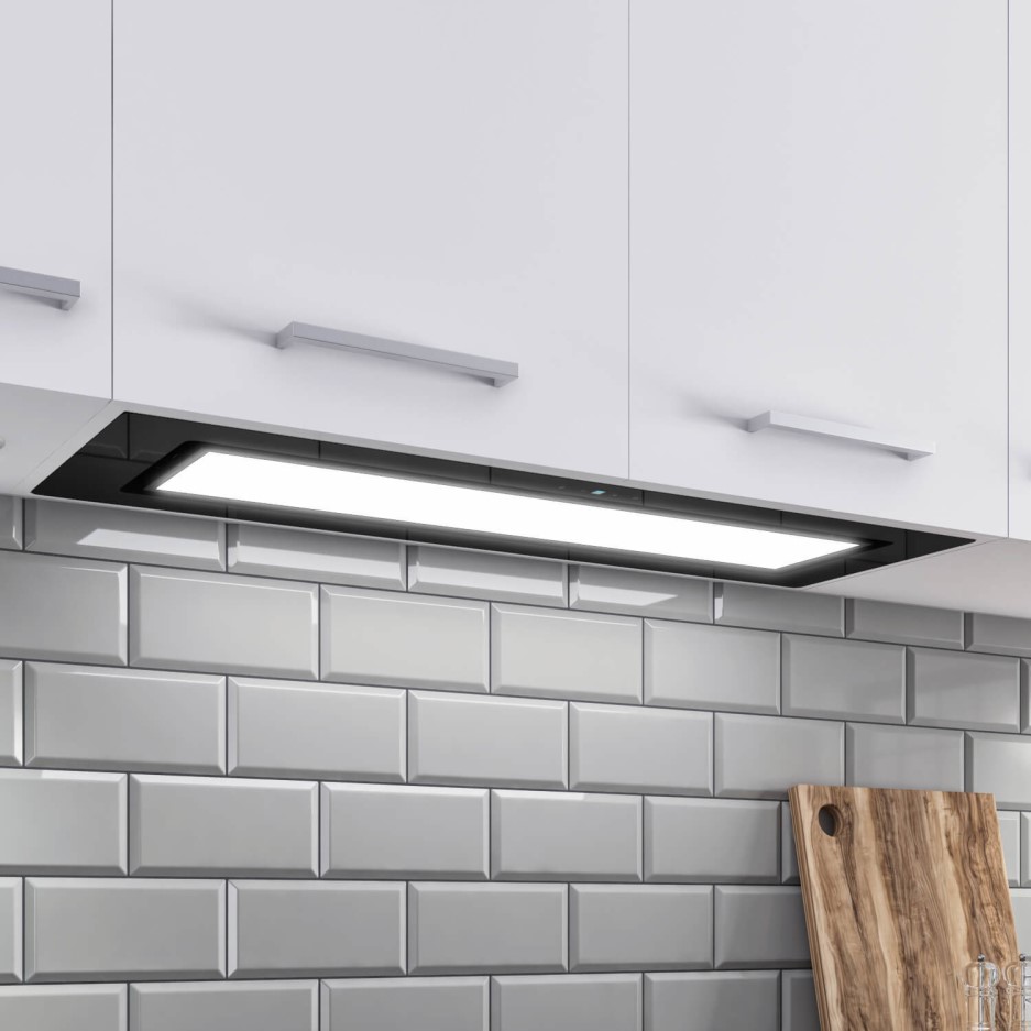 electriQ 90cm Glass Canopy Cooker Hood Black EIQ90CANGBL Appliances