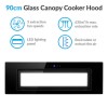 GRADE A2 - electriQ 90cm Glass Canopy Cooker Hood - Black