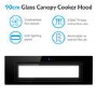 GRADE A2 - electriQ 90cm Glass Canopy Cooker Hood - Black
