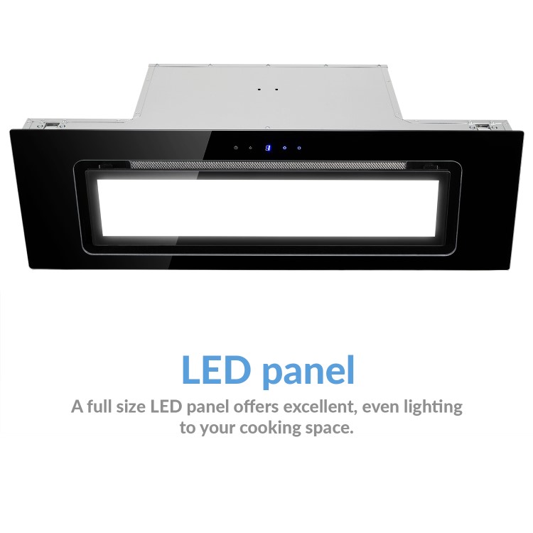 GRADE A2 - electriQ 90cm Glass Canopy Cooker Hood - Black
