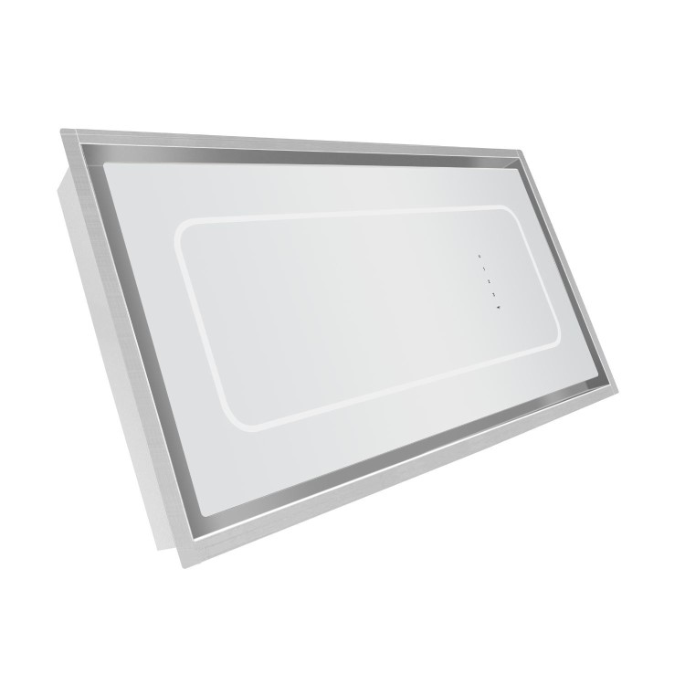 electriQ 90cm Ceiling Cooker Hood with ring light - Stainless Steel