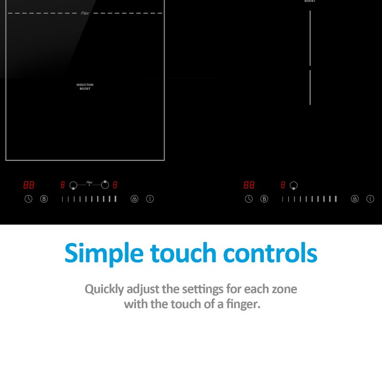 electriQ 90cm 5 Zone Induction Hob with Flex Zone