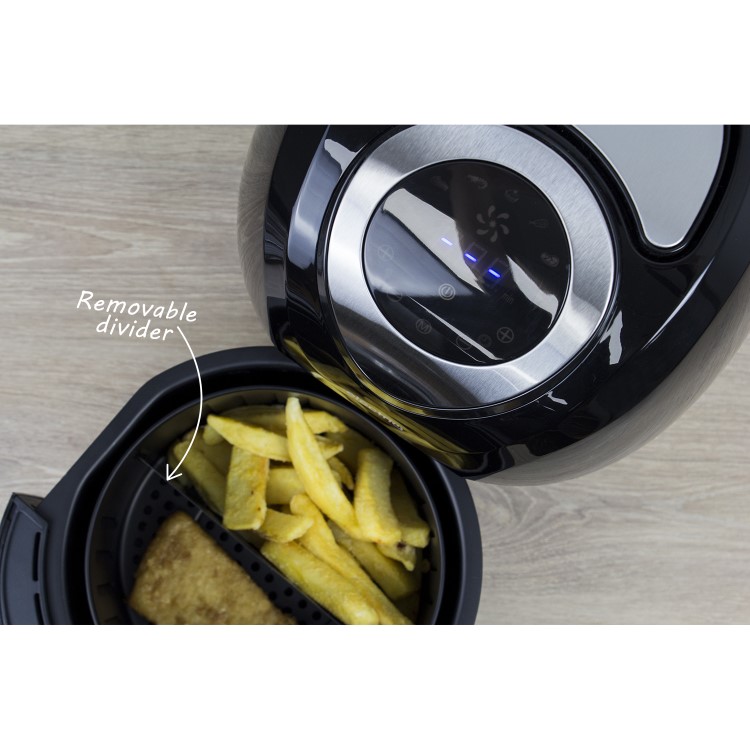 GRADE A1 - electriQ 3.2L Low Fat Healthy Air Fryer 1400w with Digital Controls and Divider