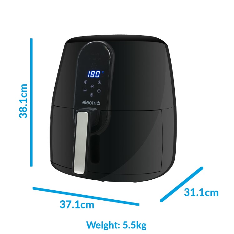 electriQ Digital Health Air Fryer XXL 5.2L 1800W with Digital Controls and Divider