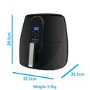 electriQ Digital Health Air Fryer XXL 5.2L 1800W with Digital Controls and Divider