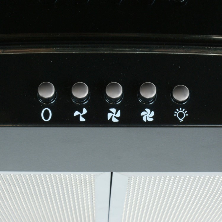 electriQ 90cm Curved Black Glass Cooker Hood Satin Black