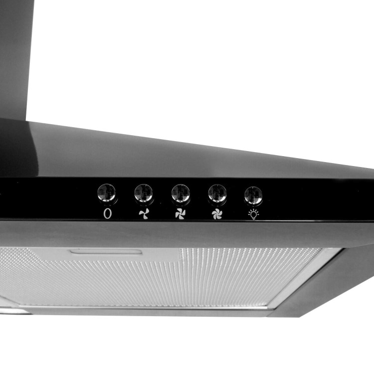 electriQ 90cm Traditional Chimney Cooker Hood Satin Black