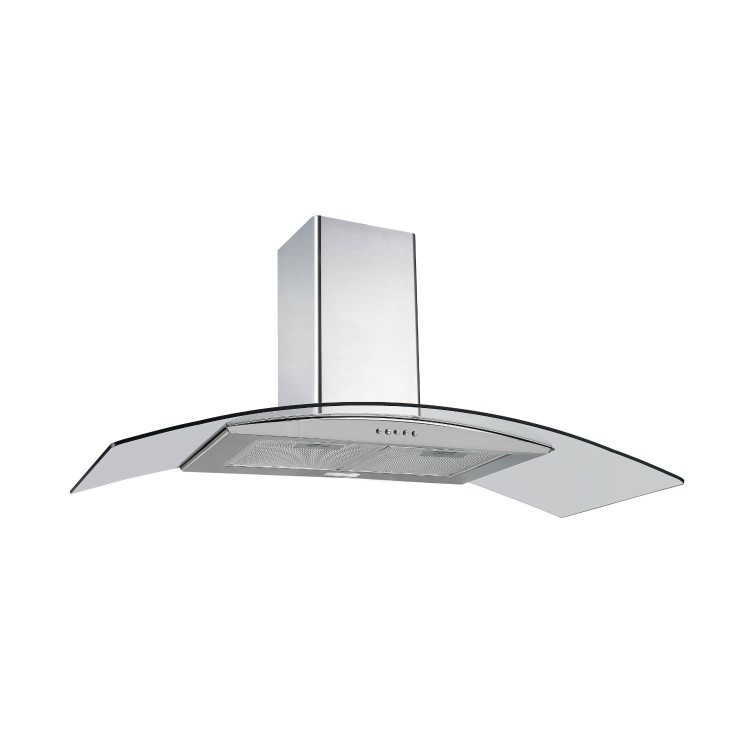 electriQ 100cm Curved Glass Chimney Cooker Hood - Stainless Steel