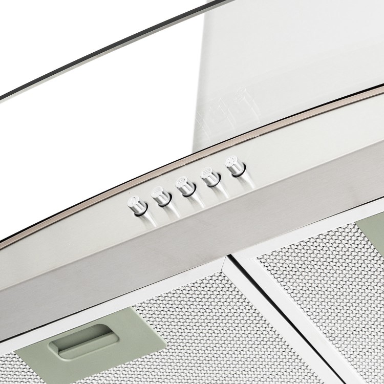 electriQ 100cm Curved Glass Chimney Cooker Hood - Stainless Steel