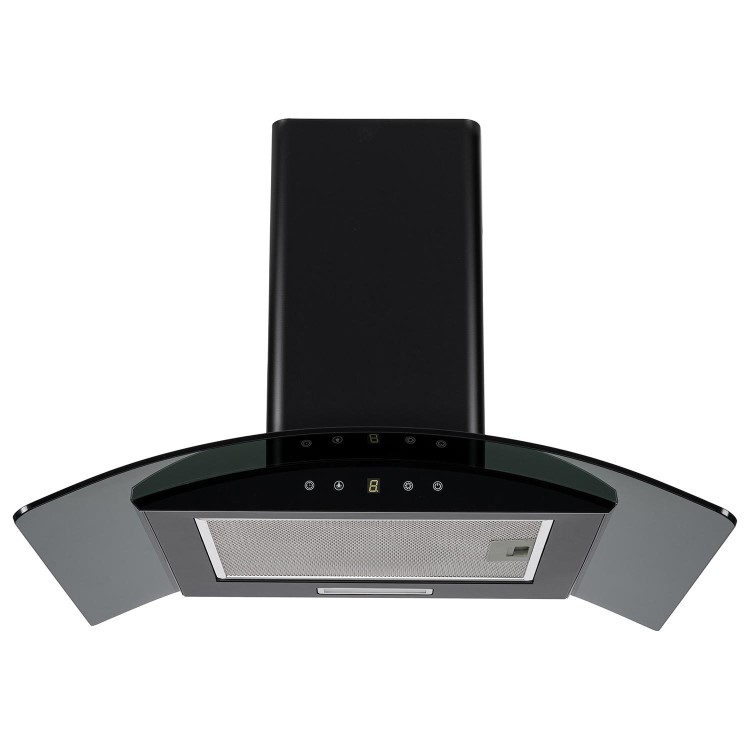 electriQ 60cm Touch Control Curved Glass Cooker Hood - Black
