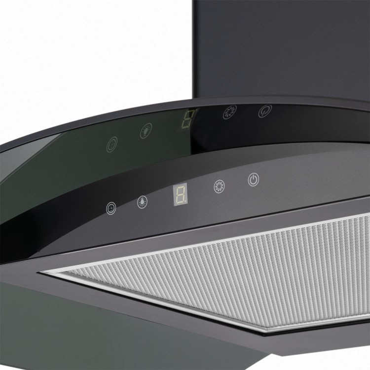 electriQ 60cm Touch Control Curved Glass Cooker Hood - Black