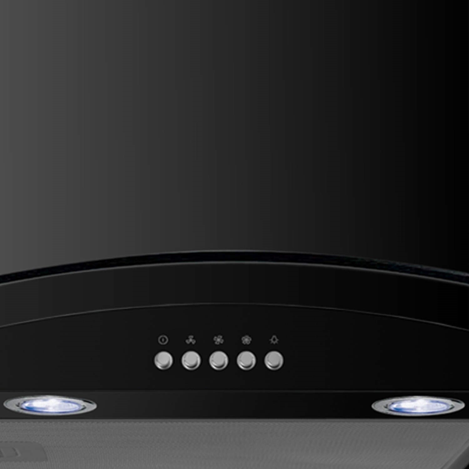 GRADE A1 electriQ 60cm Satin Black Curved Glass Push Button Control